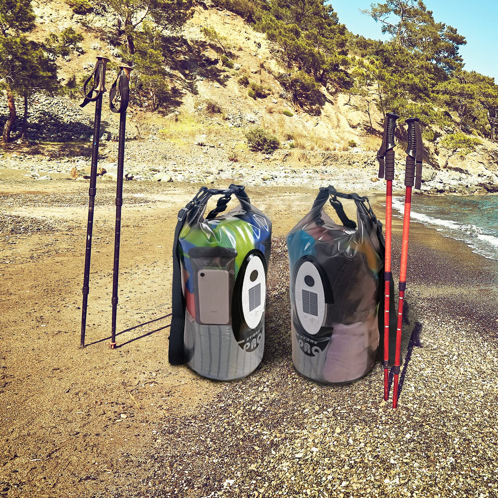 Qoolife backpack worn by hiker showing padded straps for comfortable carrying
