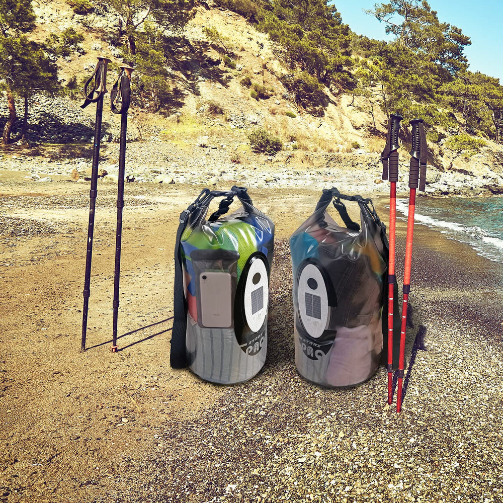 Qoolife backpack worn by hiker showing padded straps for comfortable carrying