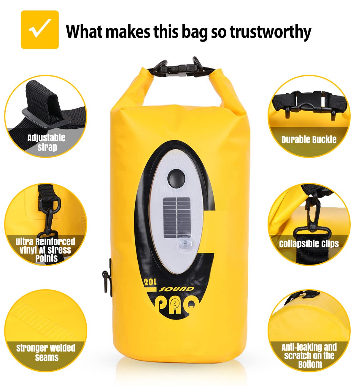 Qoolife next to a backpack for scale showing 20L capacity and practical packing benefit