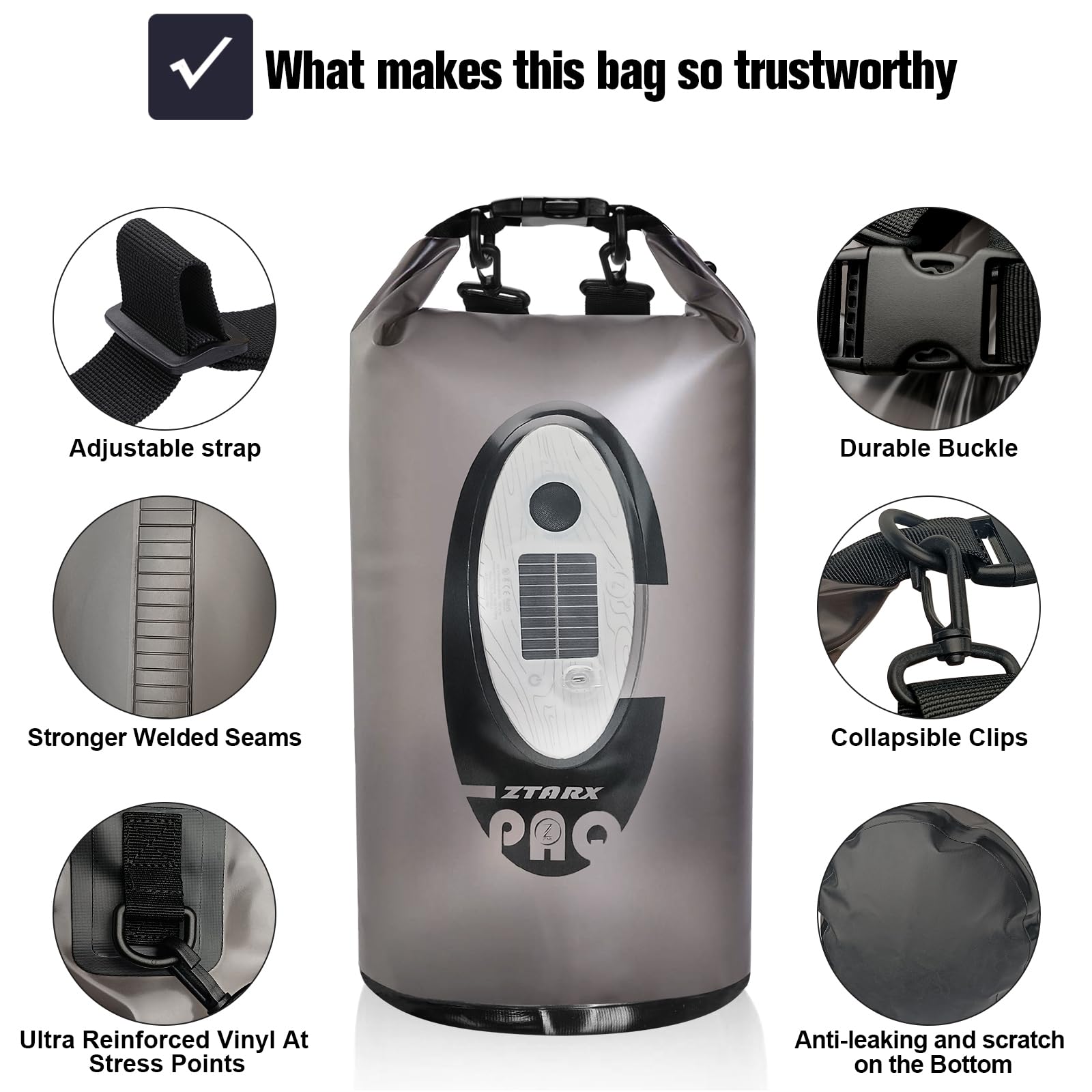 Qoolife bag next to water bottle to show 20L capacity and scale for packing
