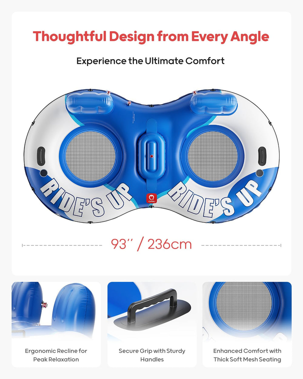 QPAU sturdy handles and towing rope for easy control and safety