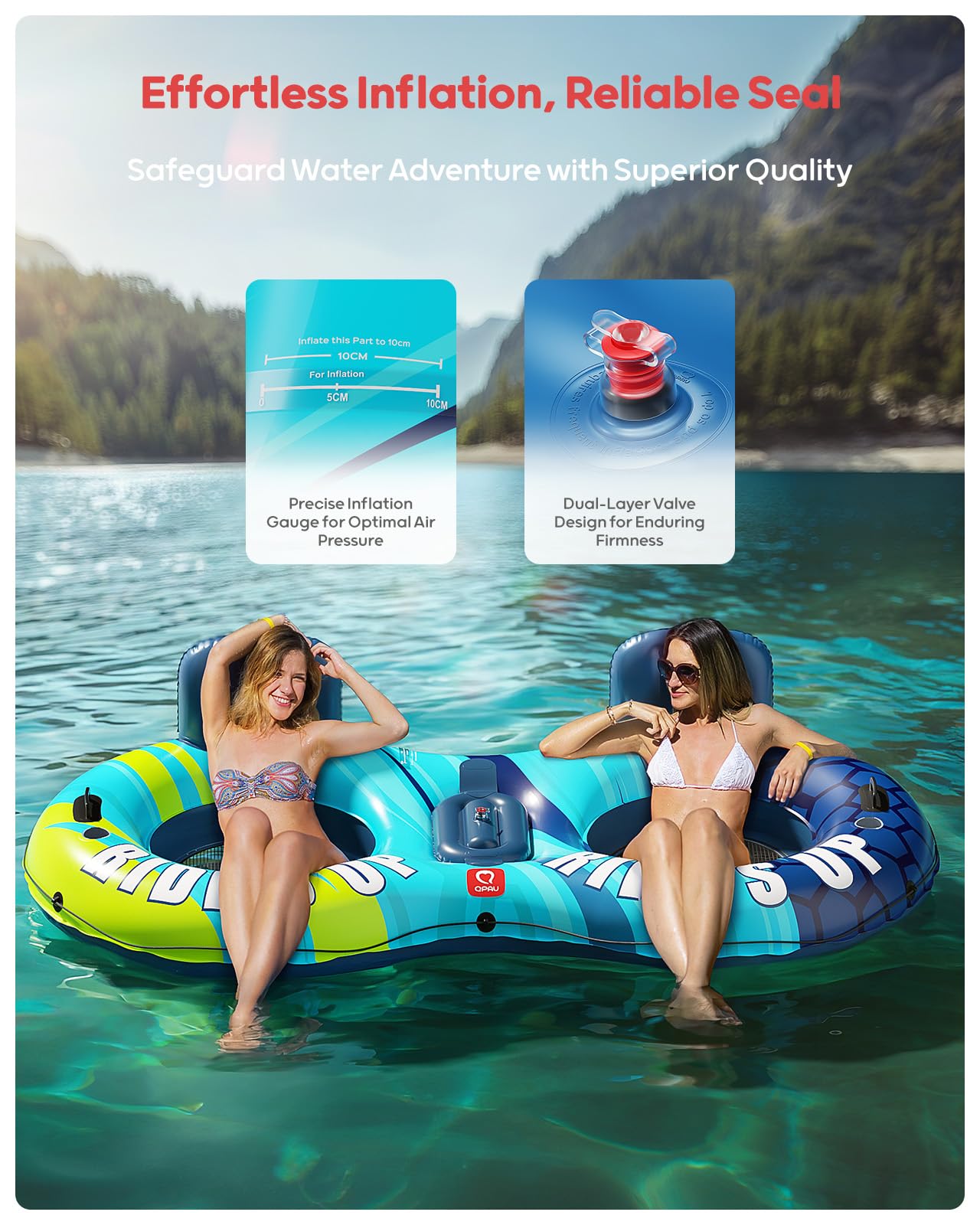 QPAU inflation gauge and double-layer valve ensuring secure air seal