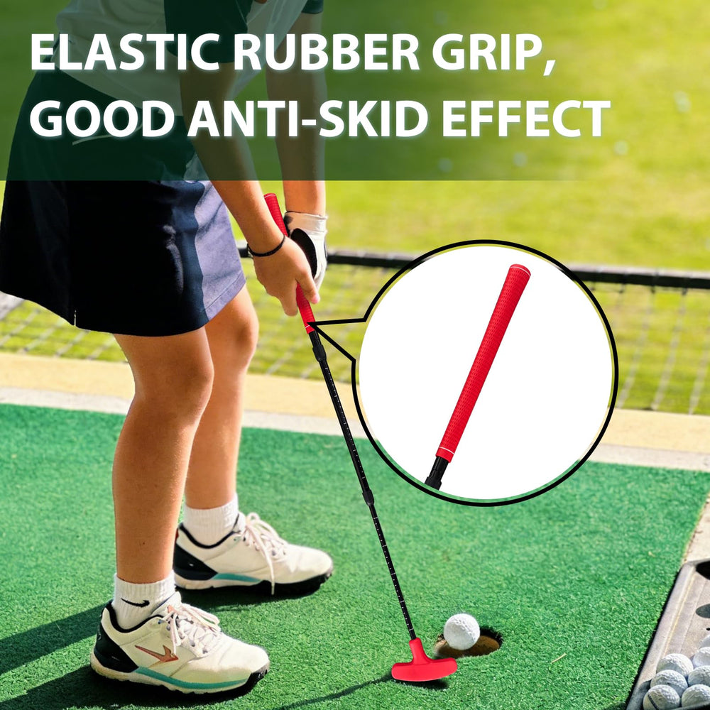 QPPKII putter being used on backyard turf showcasing portable practice benefits