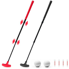 QPPKII front view of two multicolor putters showing compact portability and colorful design