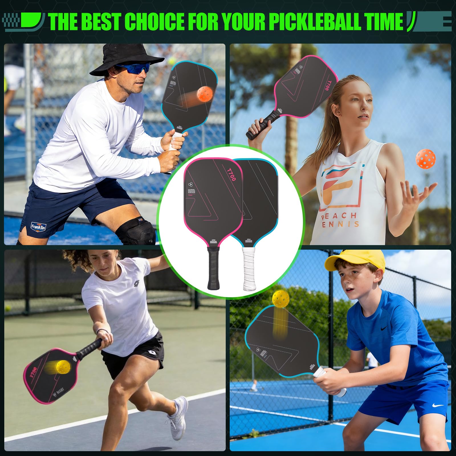 QPVZX paddle on court in lifestyle scene showing real-play performance and visual appeal
