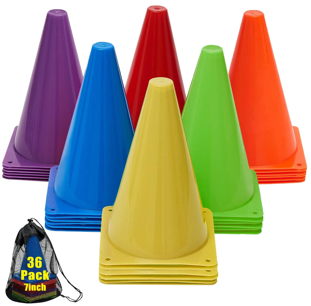 Qtheaes front view of 36-pack cones showing colors and packaging for easy transport