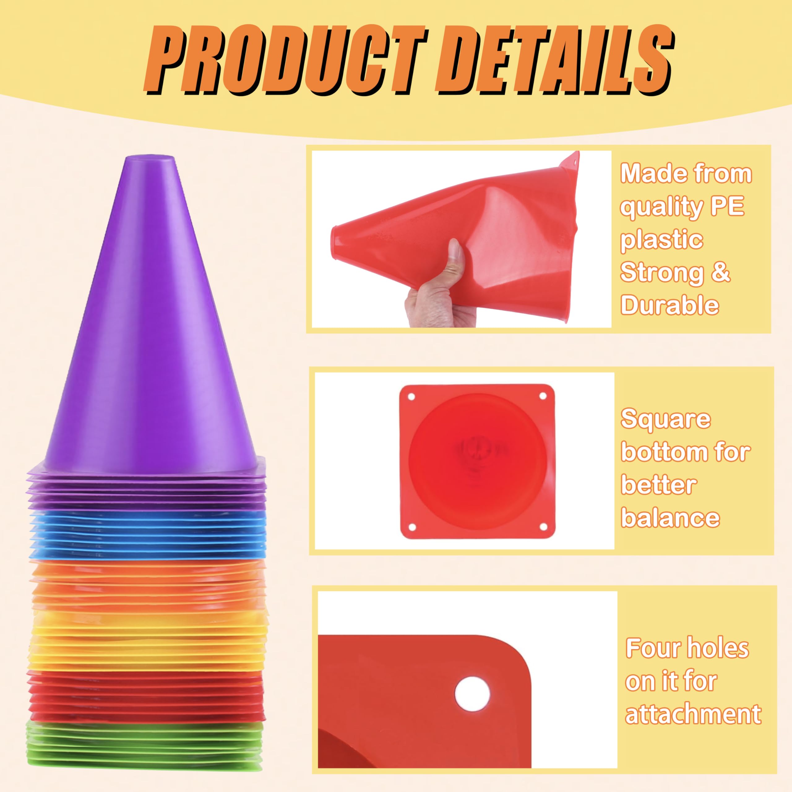 Qtheaes stacked cones in mesh drawstring bag for compact storage and quick setup