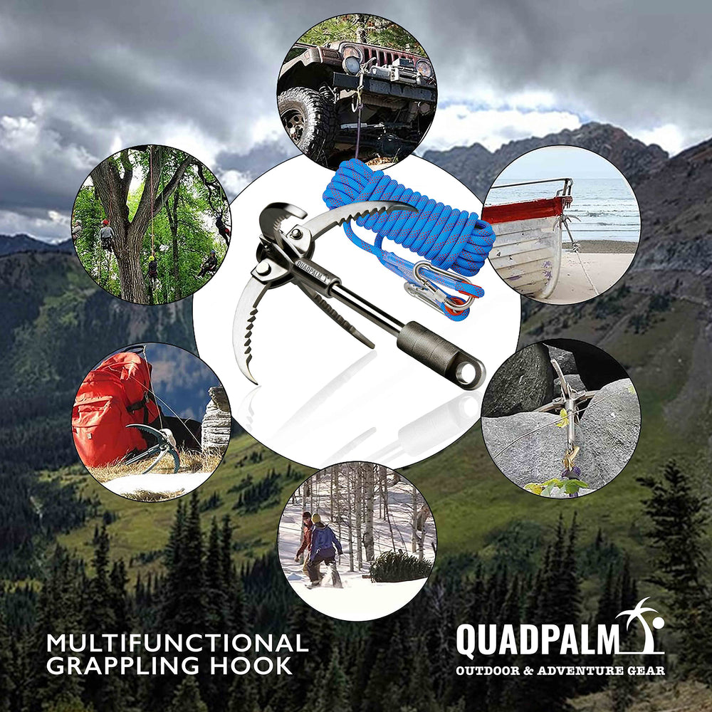 QUADPALM hook deployed on rock demonstrating reliable anchoring performance
