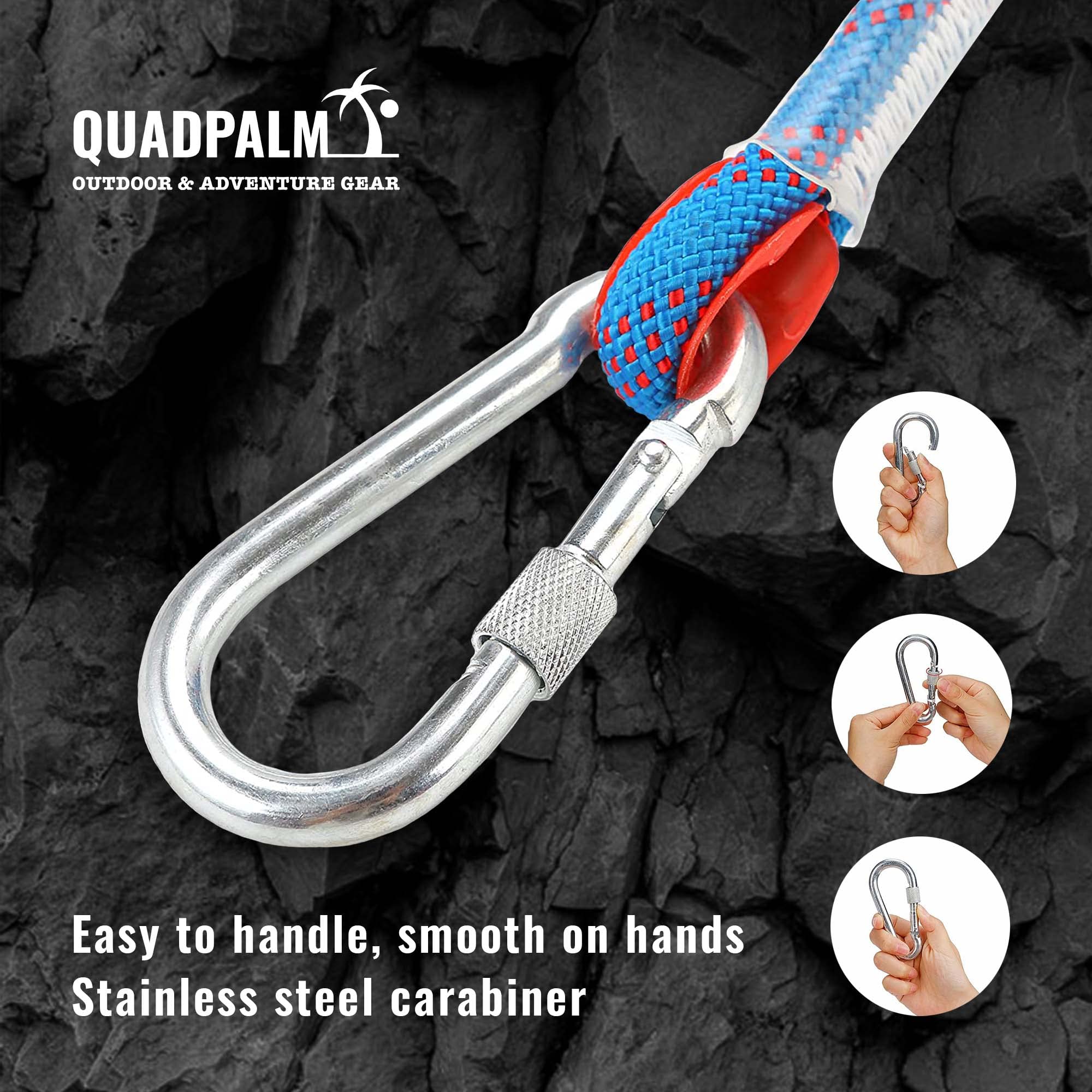 QUADPALM held in hand for scale showing lightweight 1.5lb portability benefit