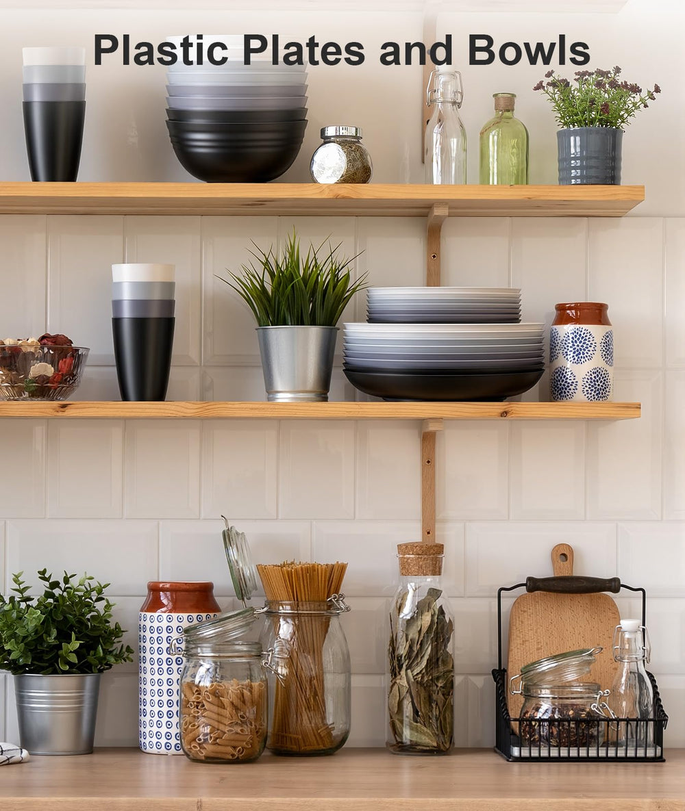 Quatish stacked plates inside cabinet showing compact storage and organization benefit