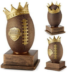Quelay trophy front view showing bronze gold finish and football detail, ideal for display