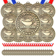 Quelay front view of 2-inch gold medal pack showing professional award presentation