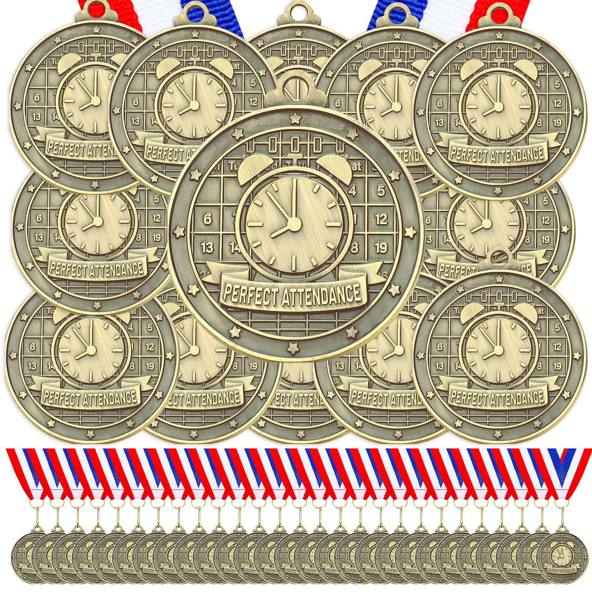 Quelay front view medal showing gold finish and star ring, perfect for award ceremonies