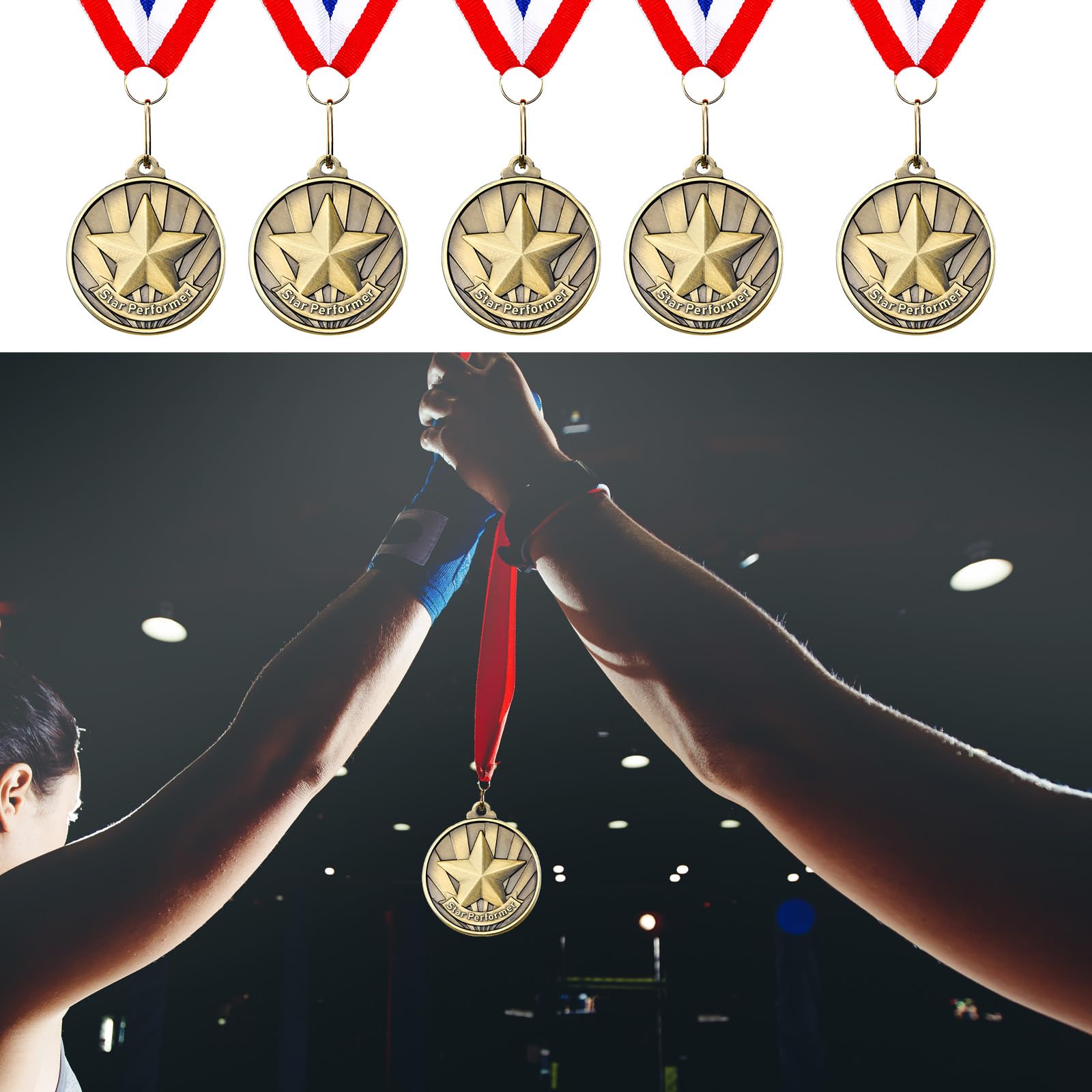 Quelay medals arranged on a podium, ready for presentation and photo-ready appeal