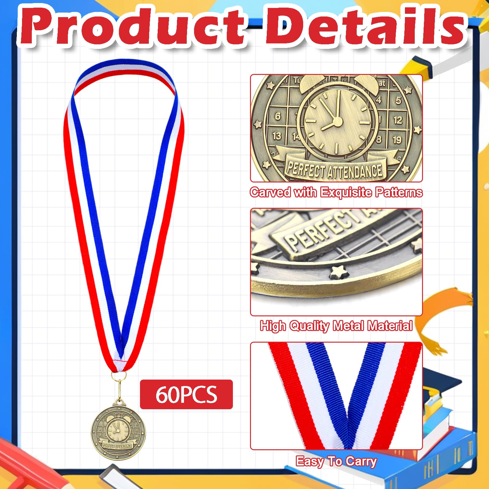 Quelay ribbon and attachment showing red-white-blue neck ribbon and secure loop for durability