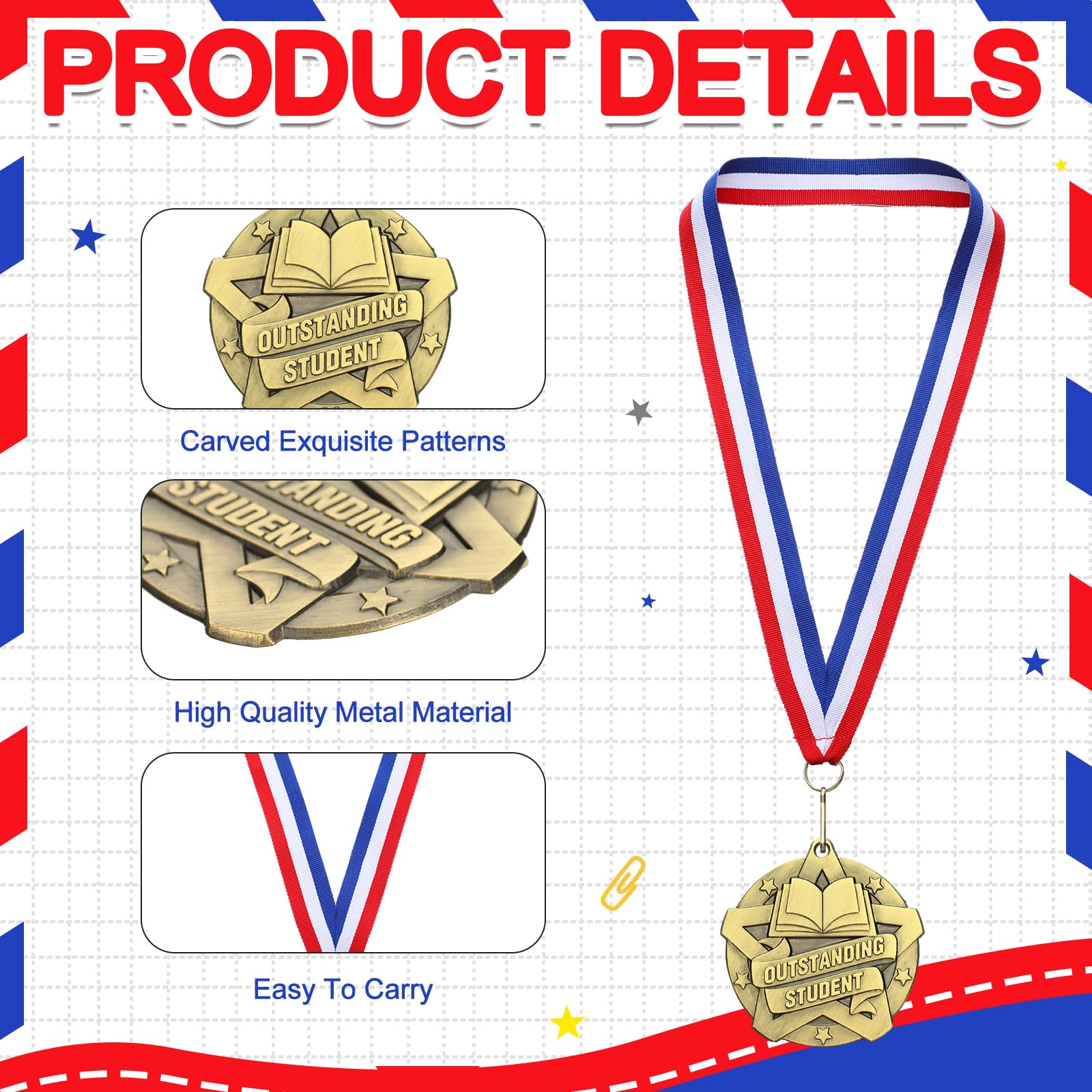 Quelay ribbon detail with red white and blue straps for easy wearing and visibility