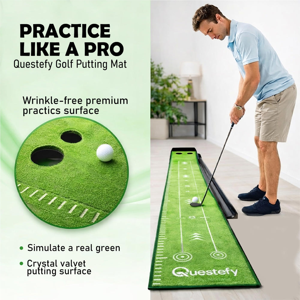 Questefy close-up of turf texture for consistent ball roll and feel benefit