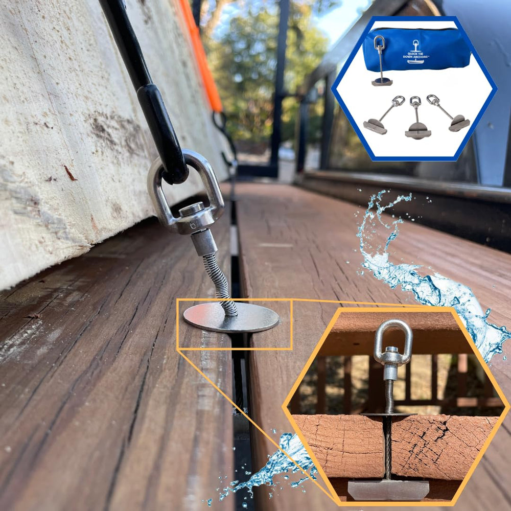 quick tie down anchors front view showing four anchors and secure design benefit