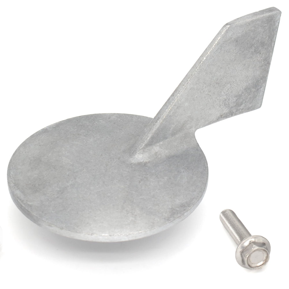 QUICKMARINE trim tab anode front view showing shape and mounting hole for corrosion protection