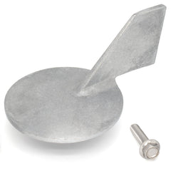 QUICKMARINE trim tab anode front view showing shape and mounting hole for corrosion protection