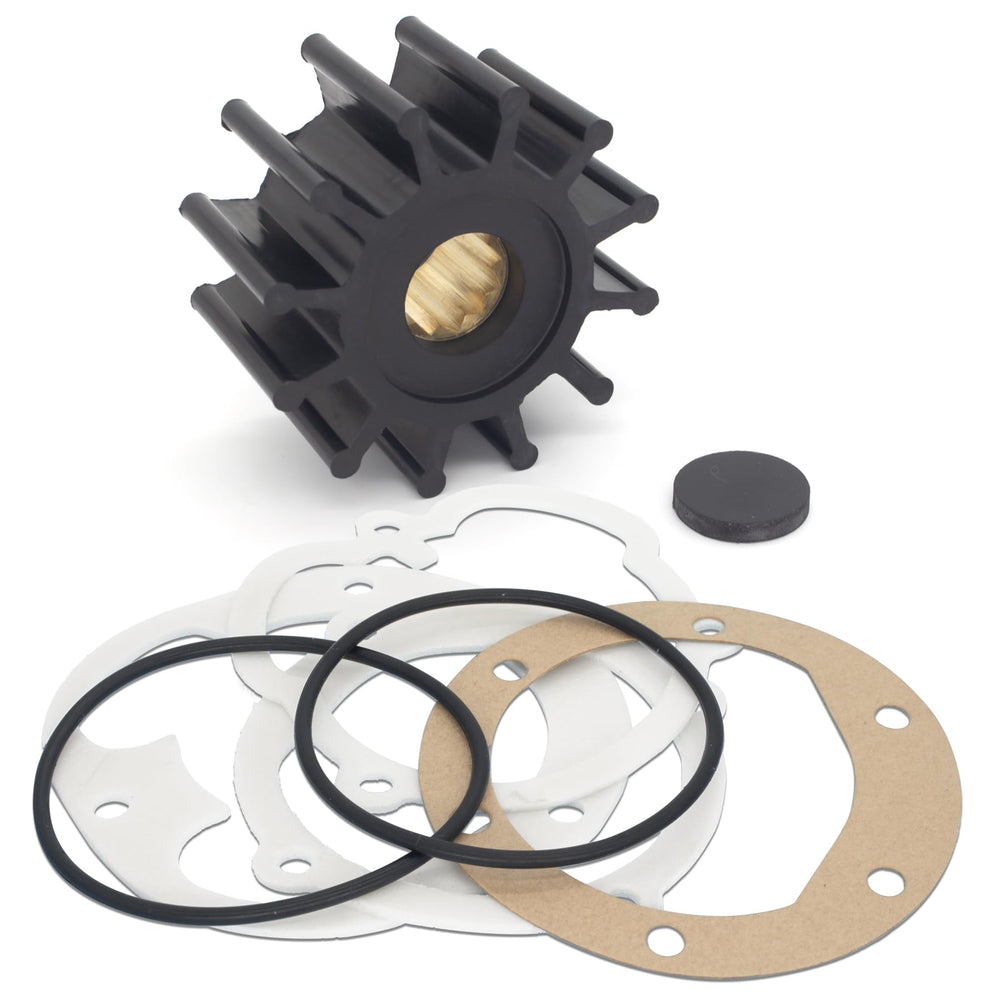 QUICKMARINER front view of impeller kit showing complete service parts and clear labeling