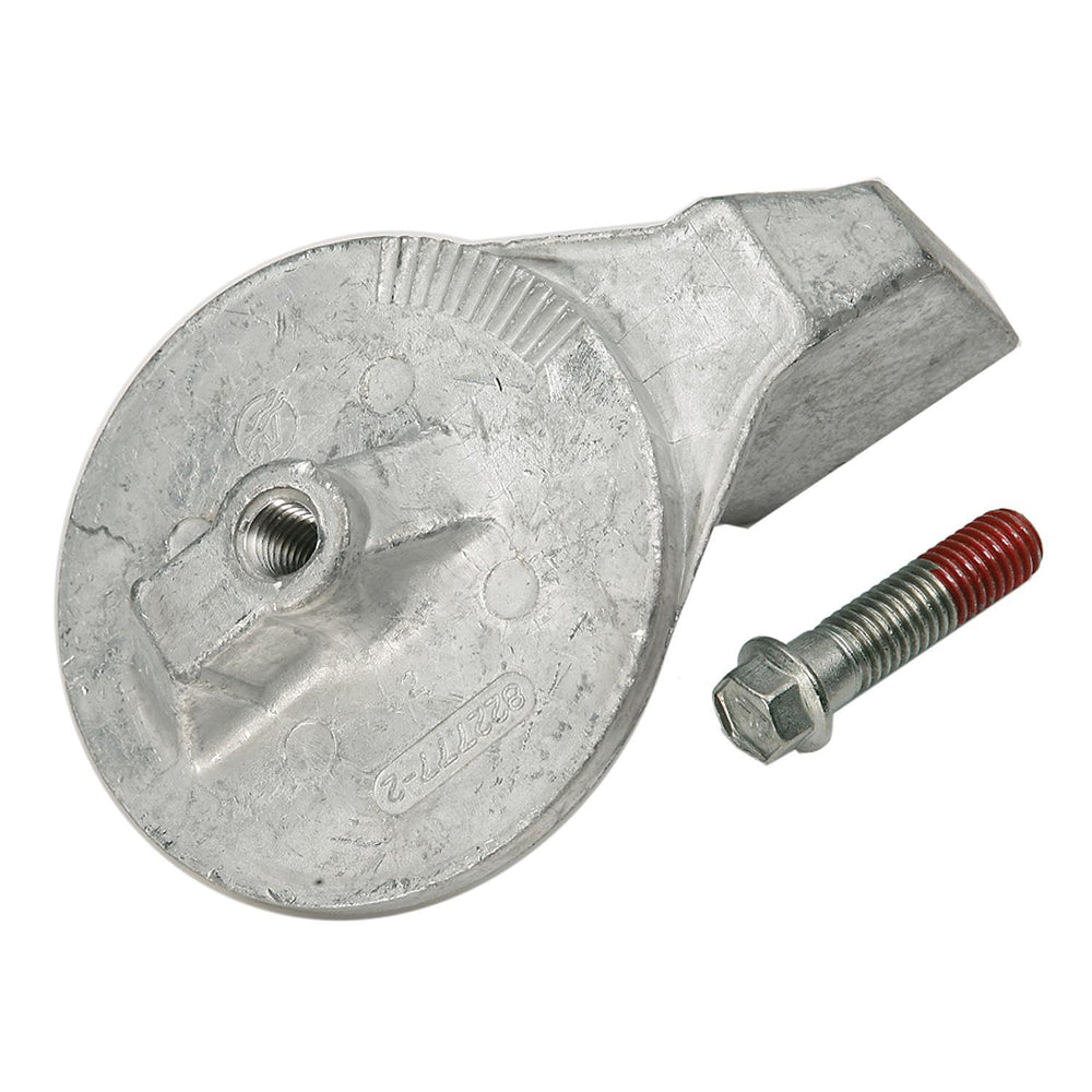 Quicksilver anode front view showing shape and fit, protects gearcase