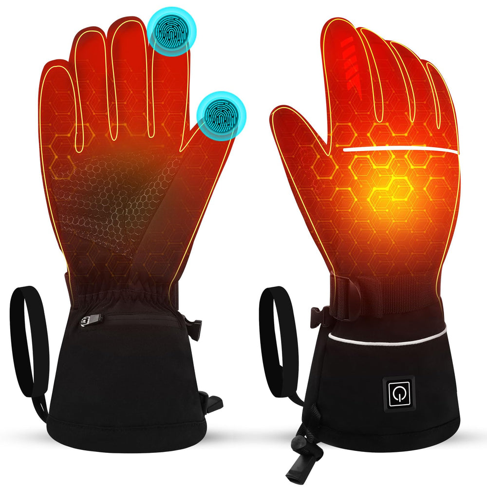 Quidnunc front view showing glove pair and battery for reliable warmth