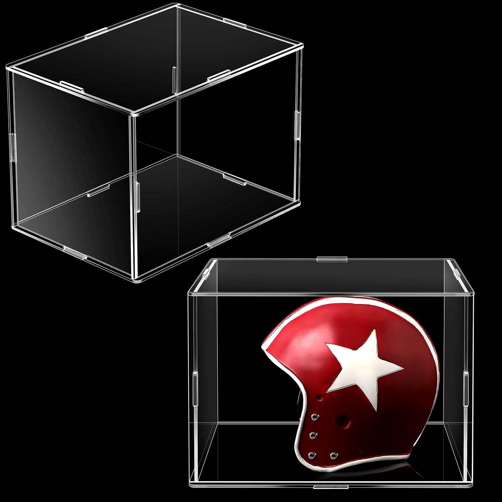 Qunclay front view showing two clear display boxes, professional presentation benefit