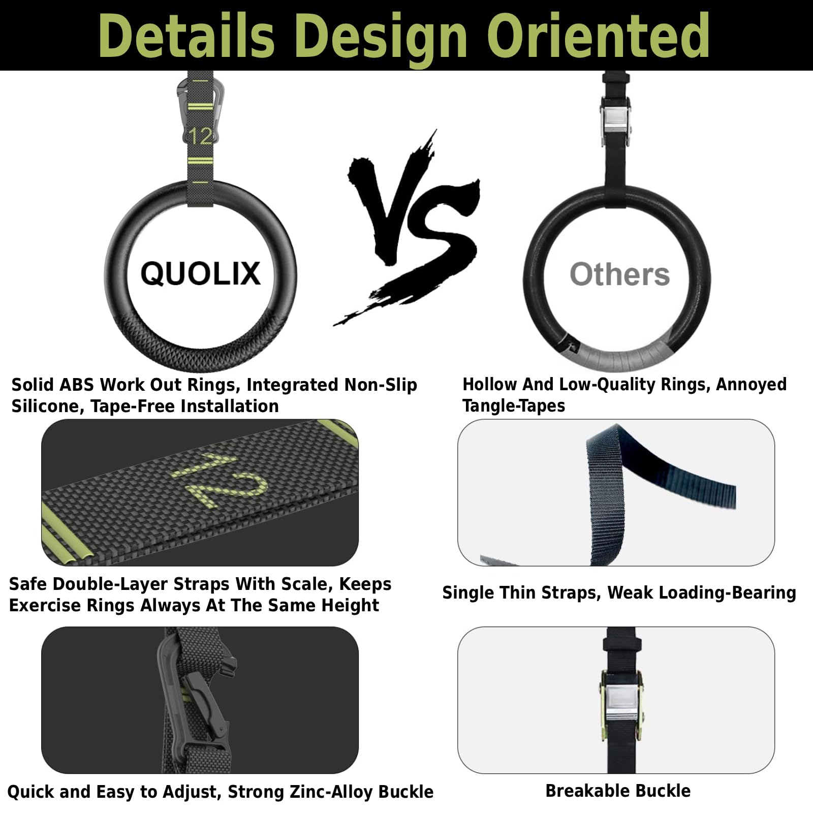 QUOLIX close-up of anti-slip silicone tape on ring for improved secure grip