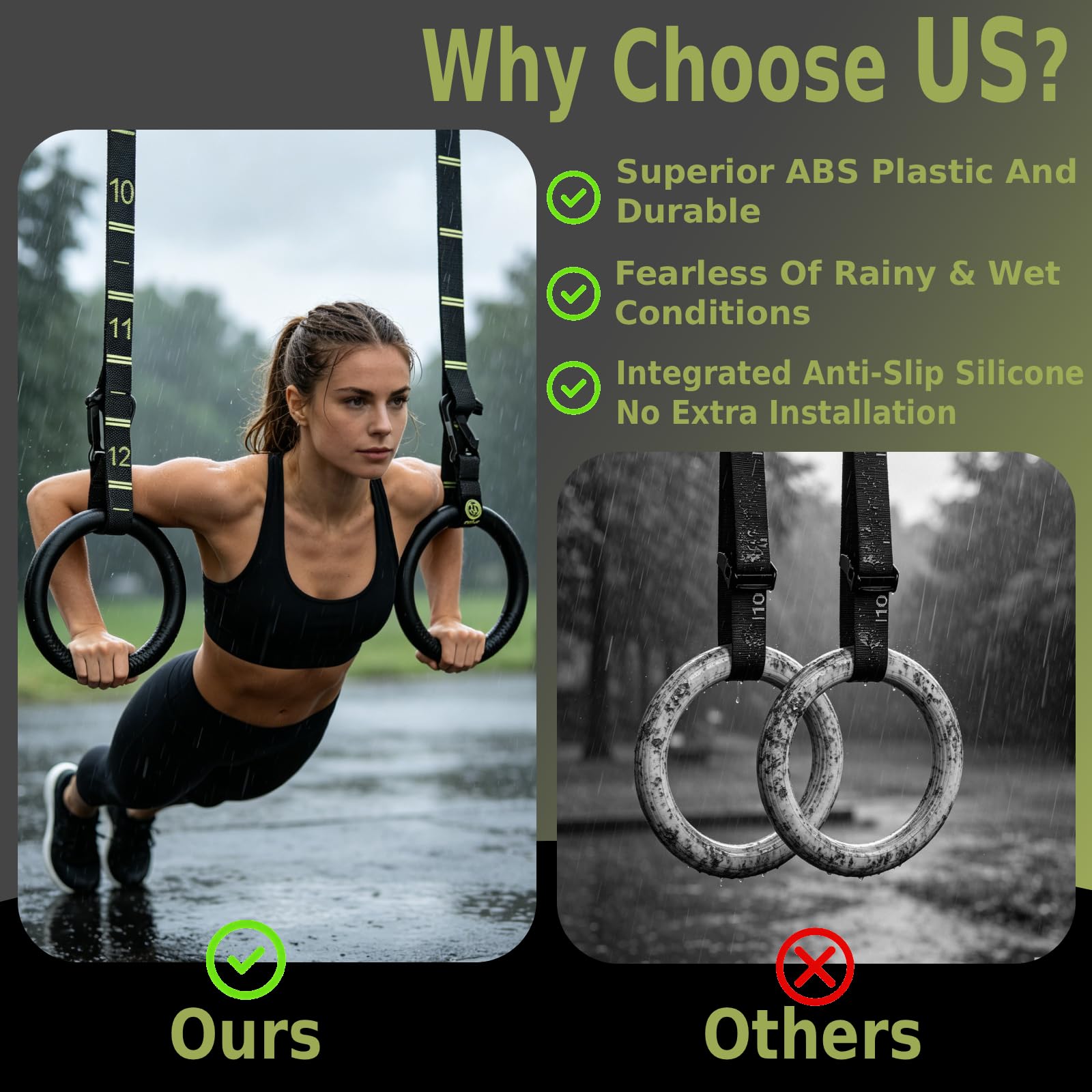 QUOLIX straps showing adjustable length for varied mounting and exercise options