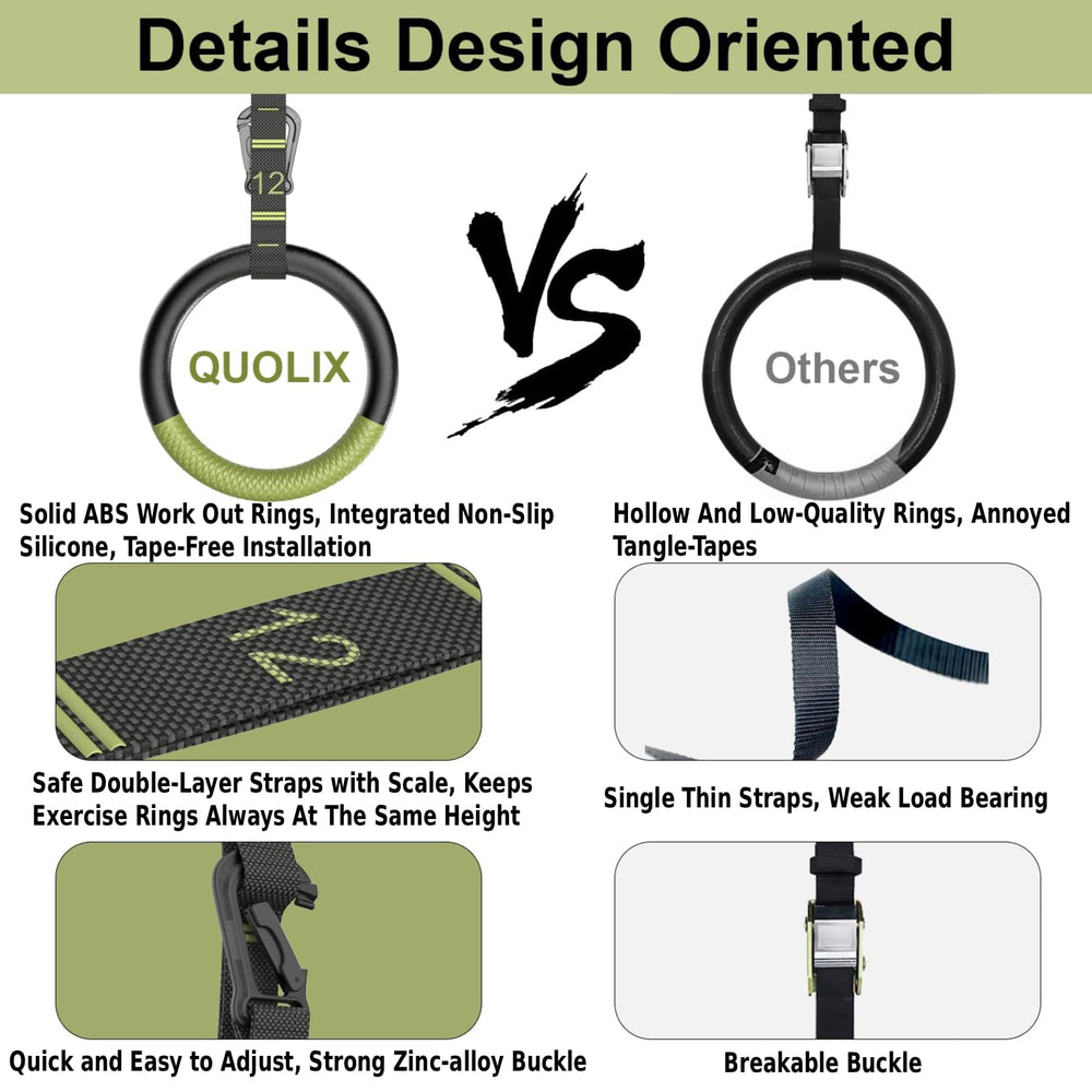 QUOLIX detailed shot of metal cam buckles and durable straps for safety