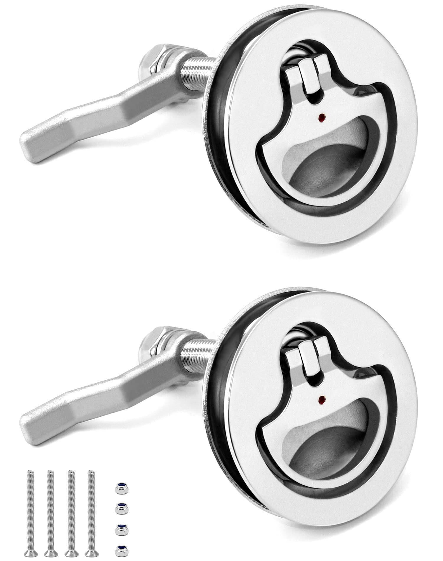 QWORK front view of flush cam latch showing clean finish and secure closure