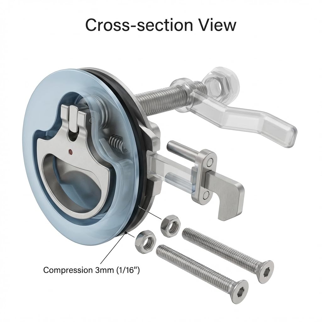 QWORK locked latch with red indicator for quick visual lock confirmation