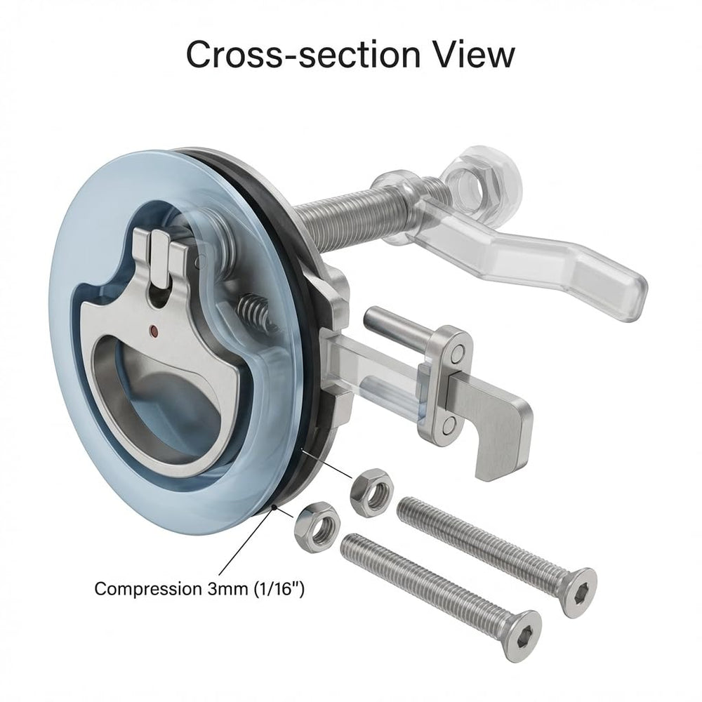 QWORK locked latch with red indicator for quick visual lock confirmation