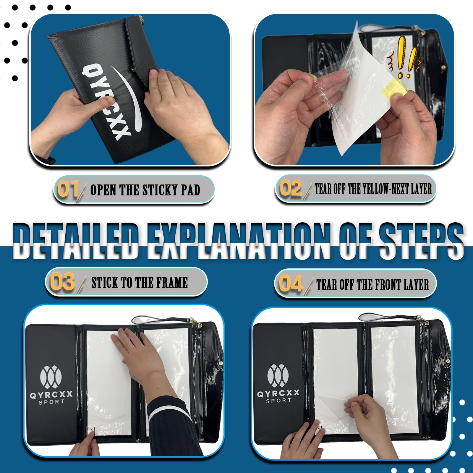 QYRCXX close-up of sticky sheet texture demonstrating high-tack debris removal performance