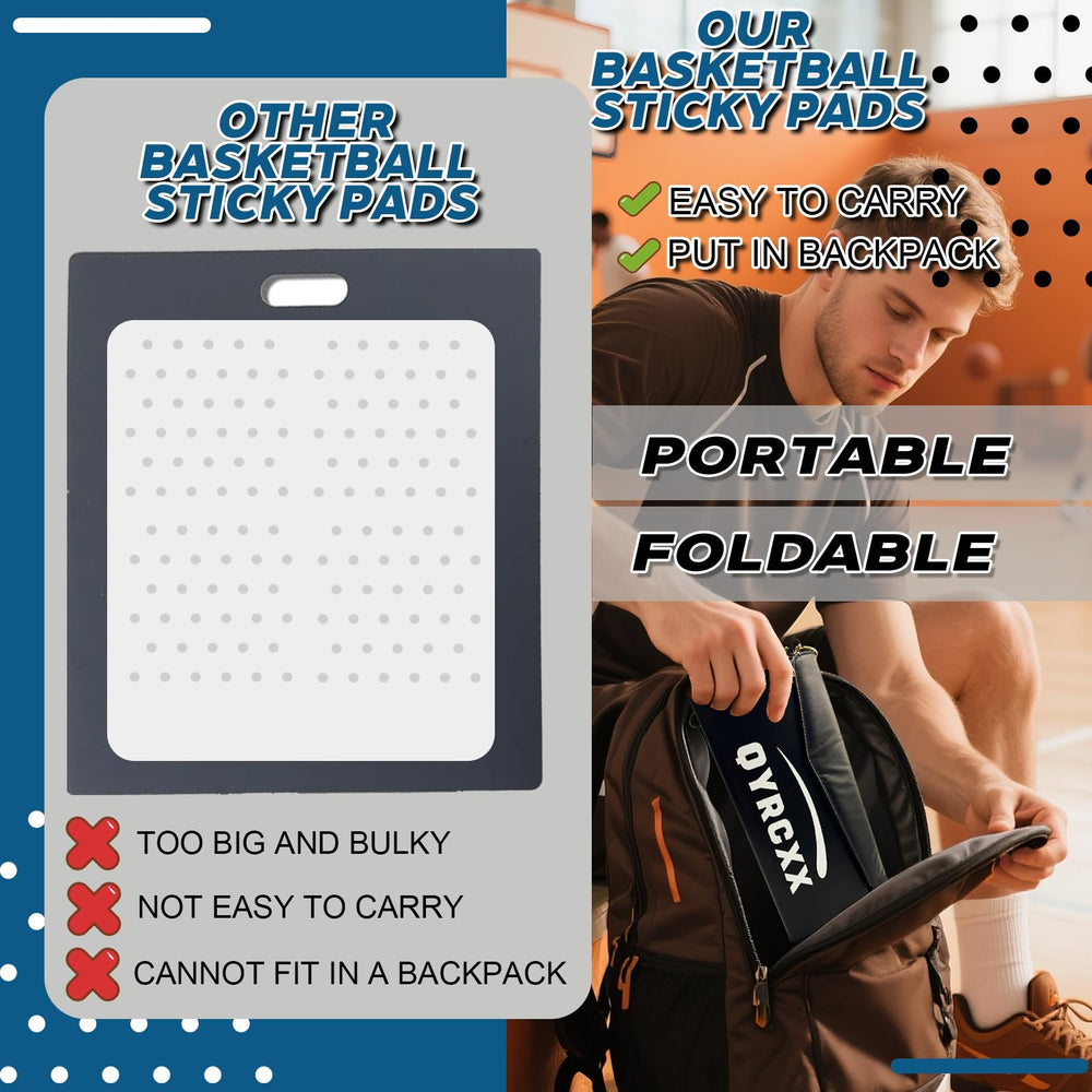 QYRCXX folded tri-fold mat tucked into a backpack illustrating easy transport to games
