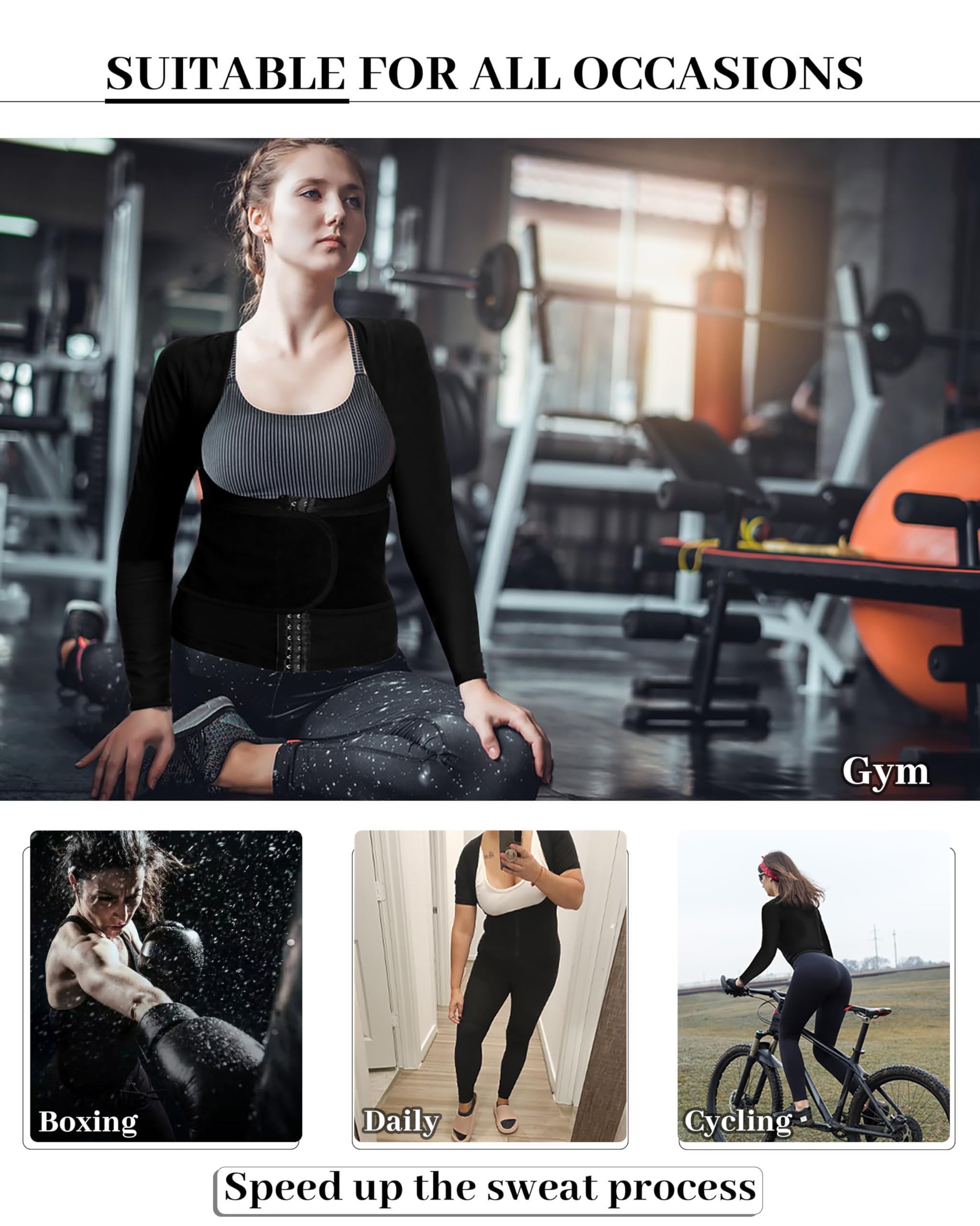 QZSH lifestyle image of woman wearing top during gym workout for extra warmth