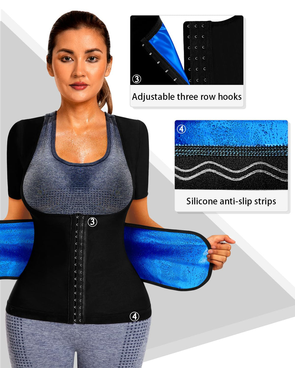 QZSH non-slip silicone strip detail preventing rolling during exercise