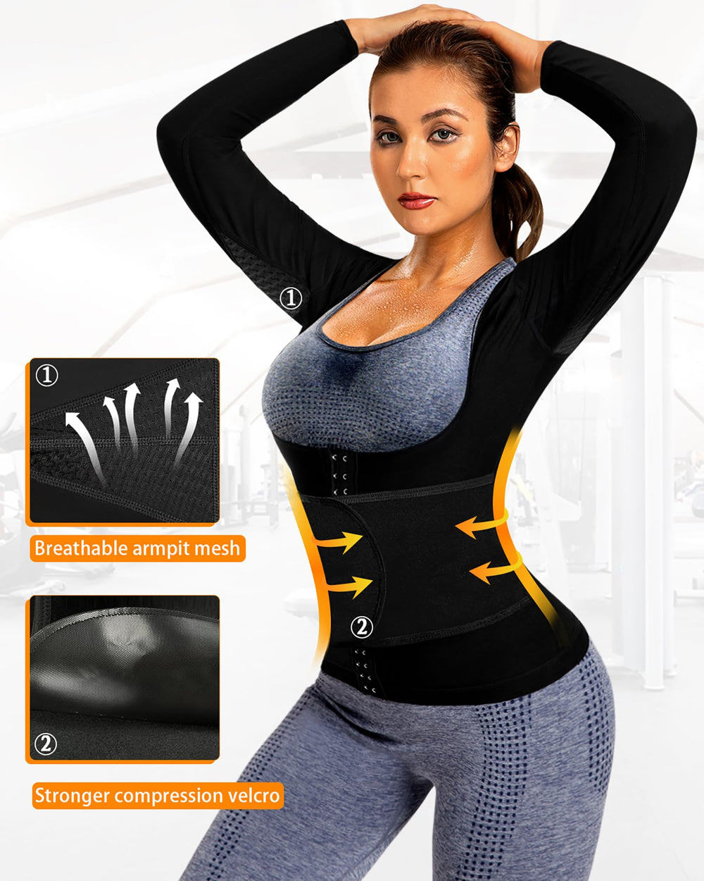 QZSH adjustable waist belt and three-row hooks offering customizable compression
