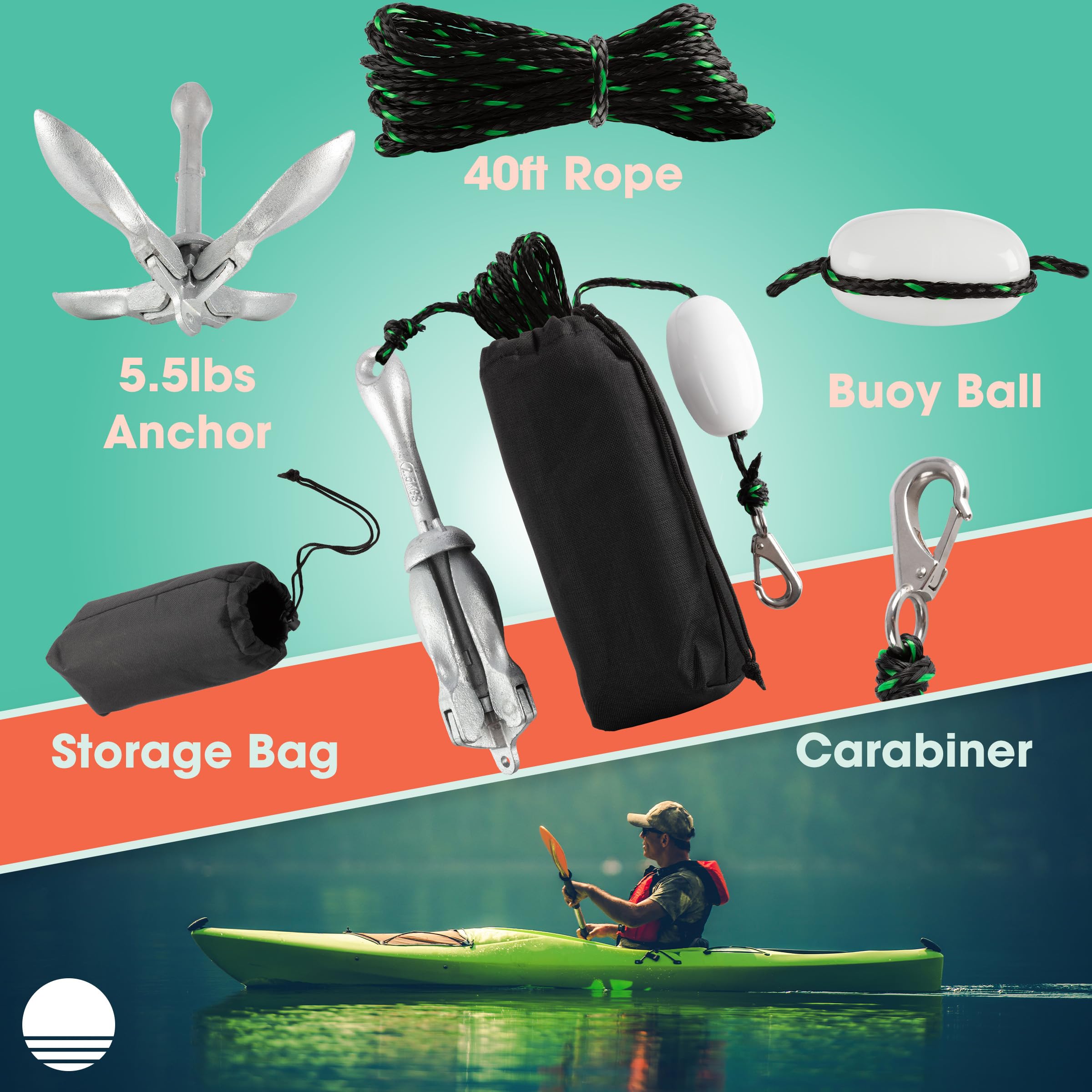 RAD Sportz anchor deployed from a kayak illustrating stable holding for fishing benefit