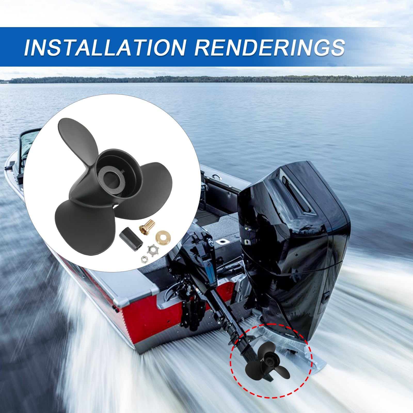 RADHLBNIU propeller installed on lower unit demonstrating direct replacement ease