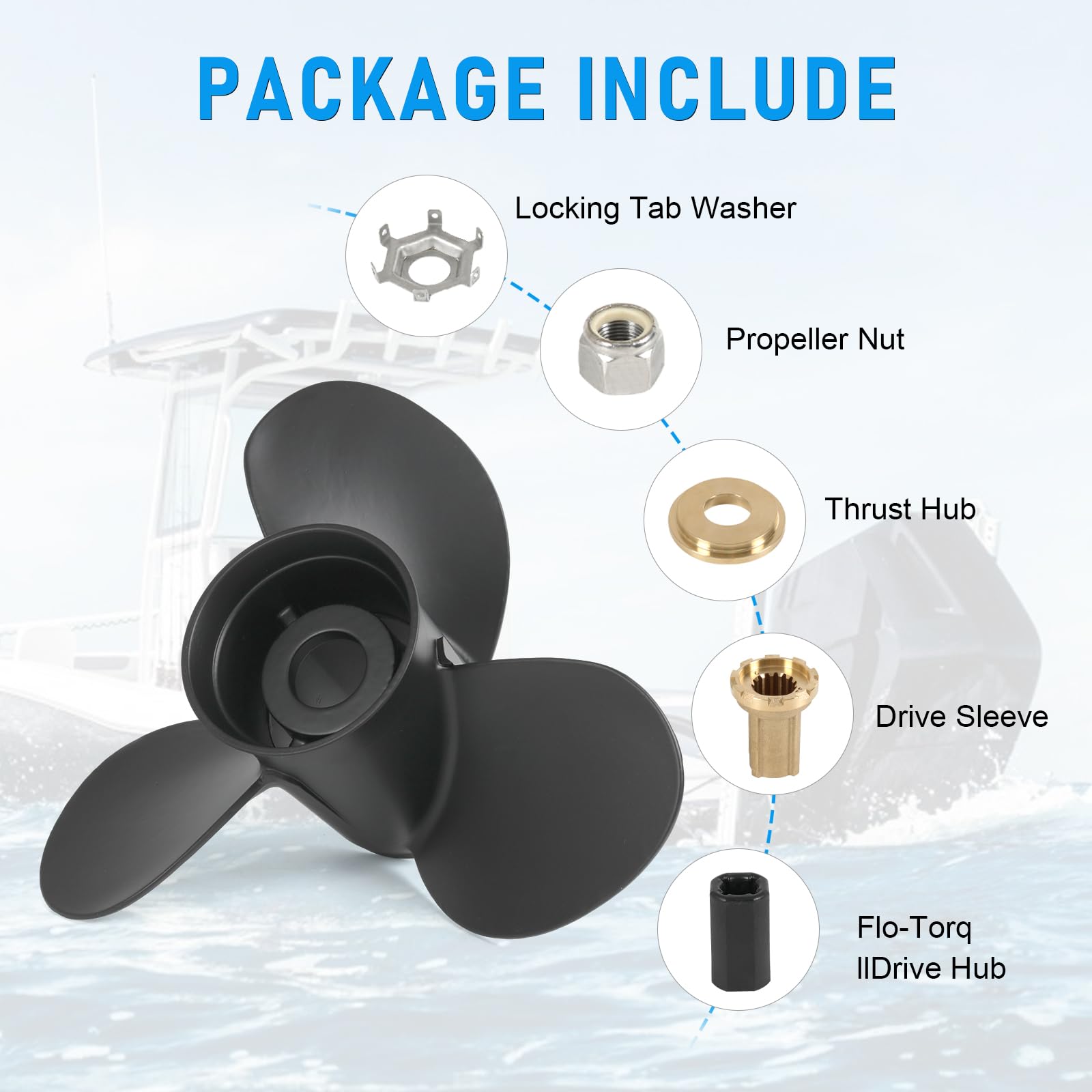 RADHLBNIU propeller beside ruler showing 13.25 inch diameter size clarity