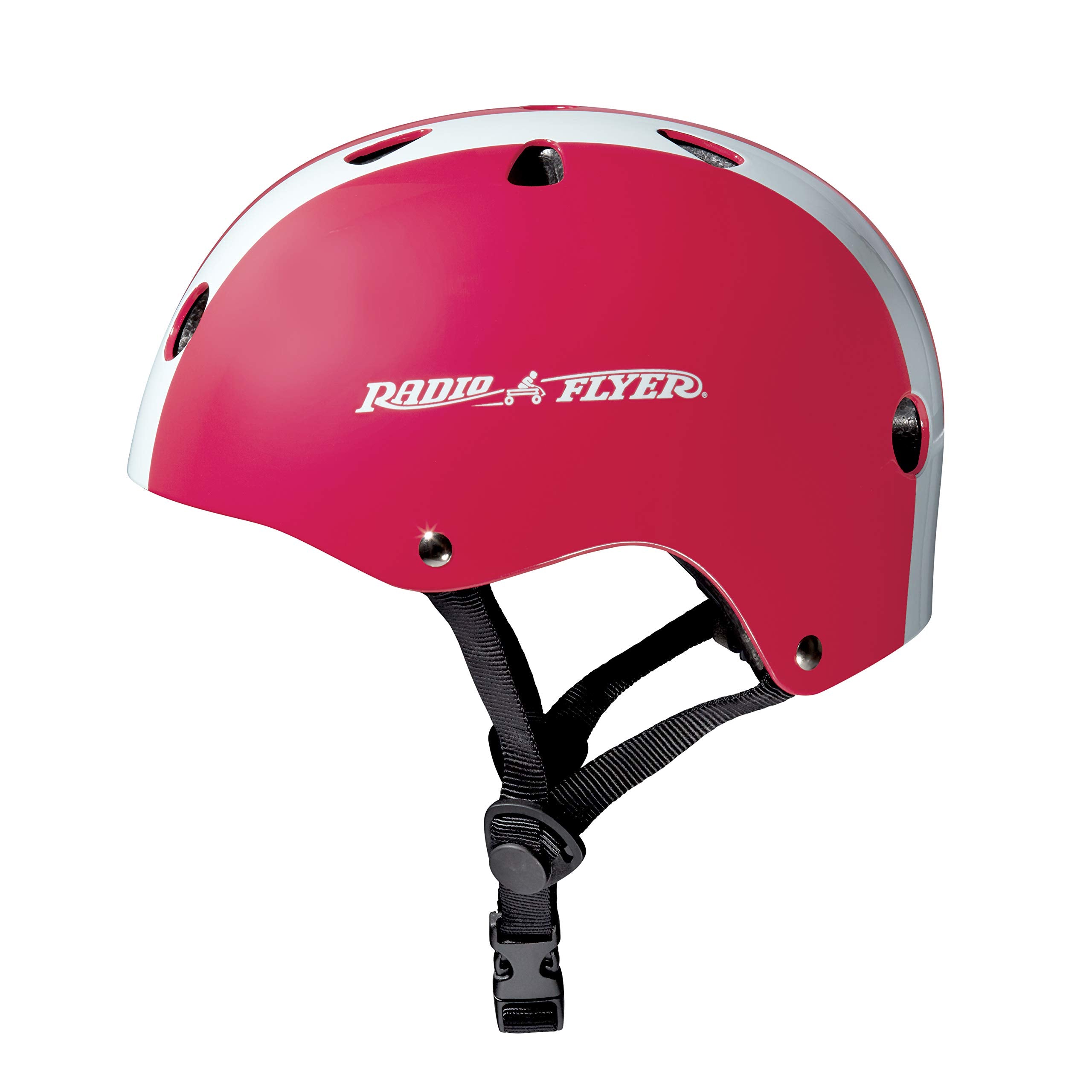 Radio Flyer pink helmet adjuster closeup demonstrating easy interior sizing benefit