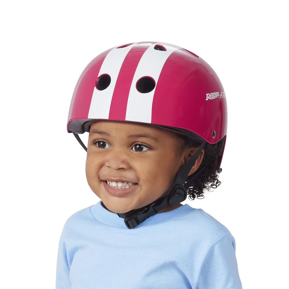 Radio Flyer pink helmet front view showing smooth shell and toddler-friendly design for safety