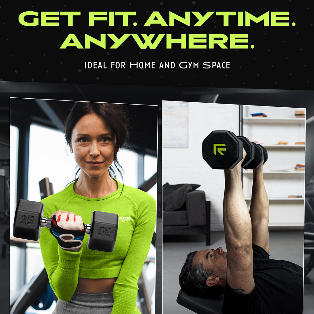 Rage Fitness side profile on floor illustrating no-roll octagonal shape and safety