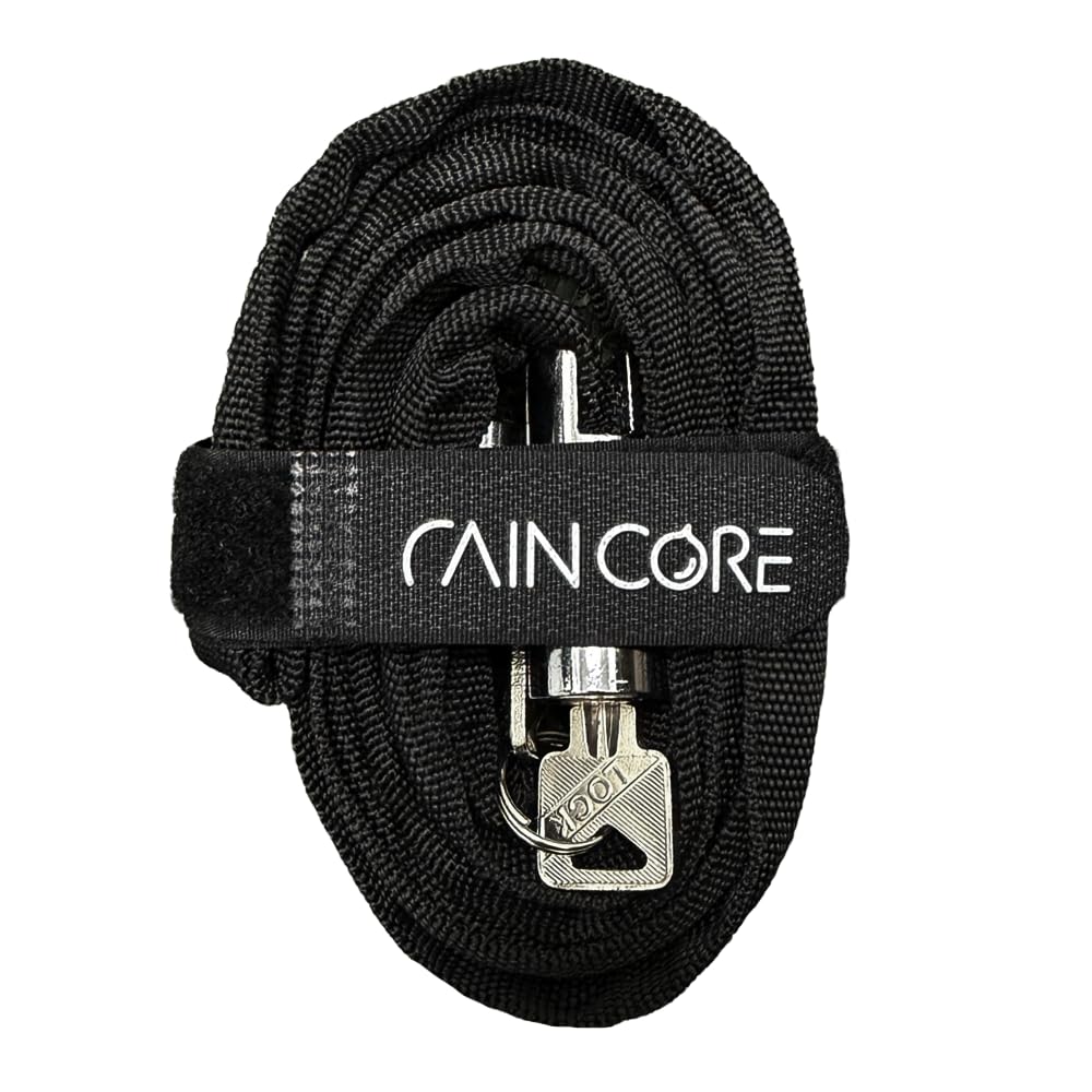 RAINCORE front view of keyed cable lock showing compact design and portability
