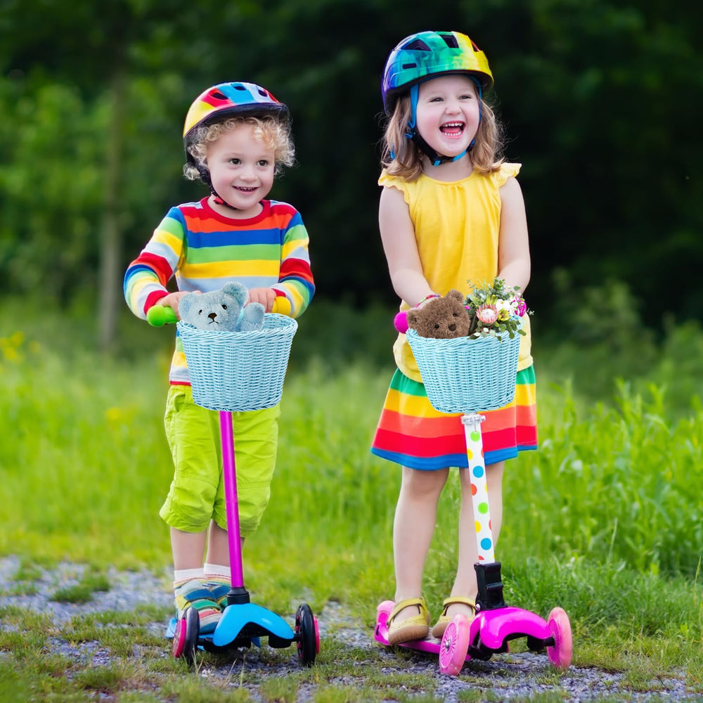RainFlowwer on child riding outdoors adding color and carrying convenience