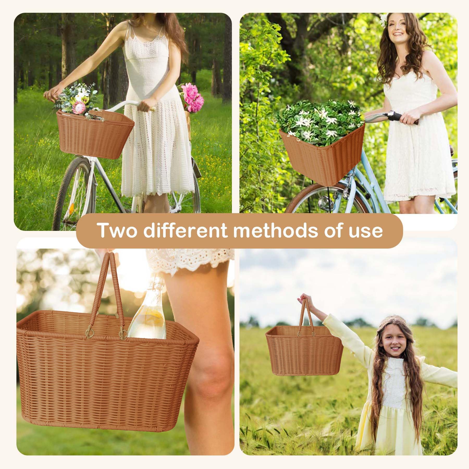RainFlowwer basket mounted on bicycle handlebars demonstrating secure fit