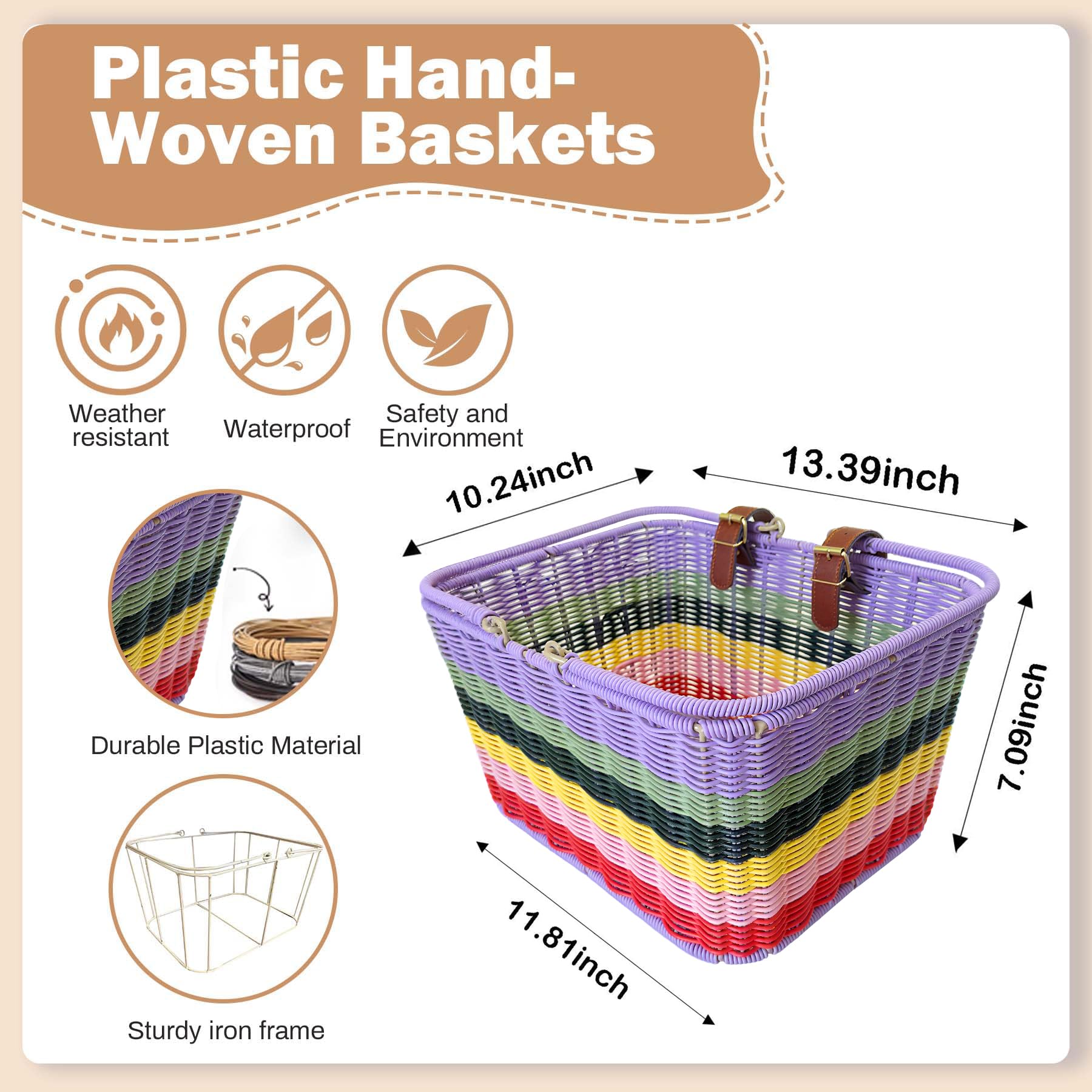 RainFlowwer basket with groceries showing true size and capacity