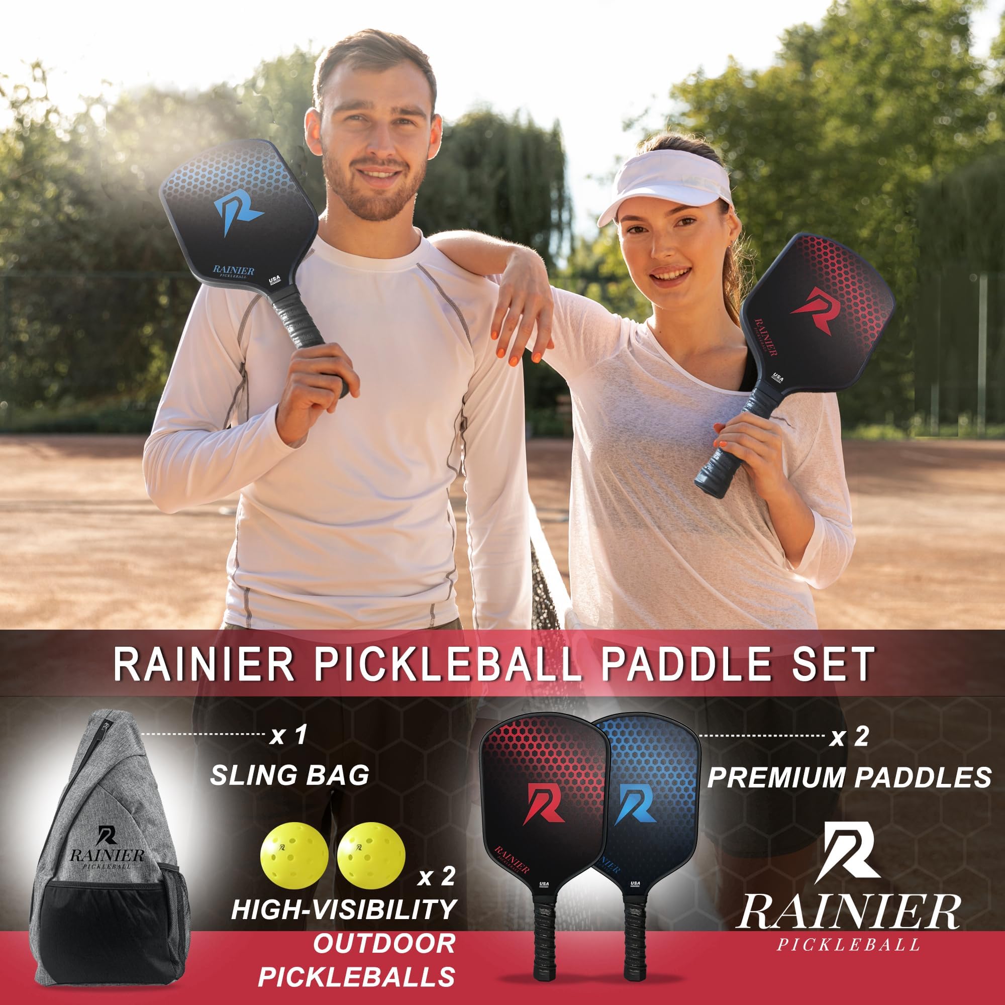 RAINIER PICKLEBALL close view of edge seam showing durable construction and longevity